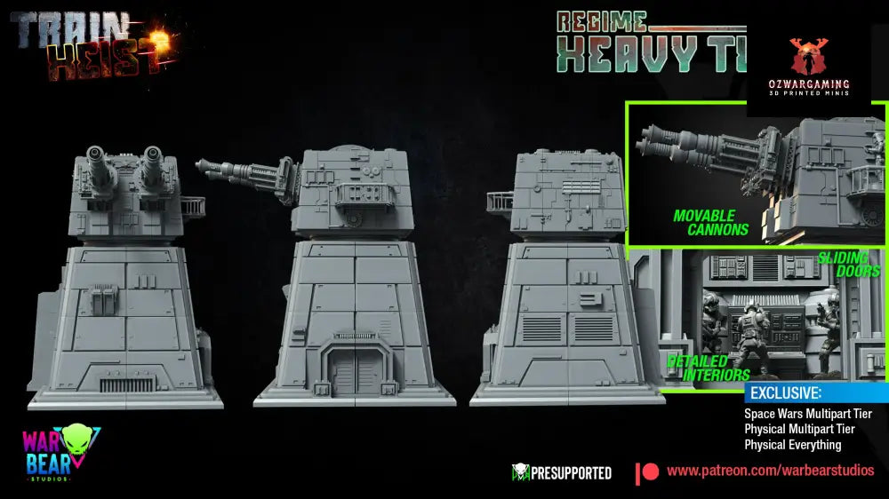 Train Heist Regime Heavy Turret Tower | Warbear Studios 28mm SciFi Wargaming Miniatures Role Playing Miniatures