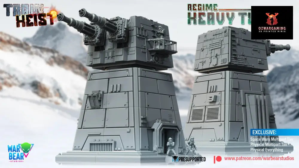 Train Heist Regime Heavy Turret Tower | Warbear Studios 28mm SciFi Wargaming Miniatures Role Playing Miniatures