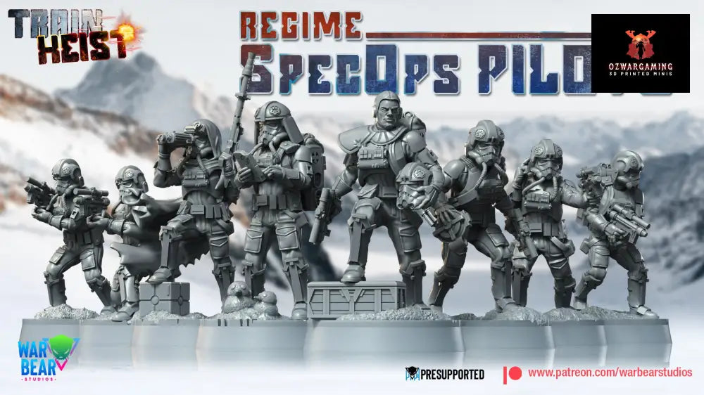 Train Heist Regime Spec Ops Pilots Monopose | Warbear Studios 28mm SciFi Wargaming Miniatures Role Playing Miniatures