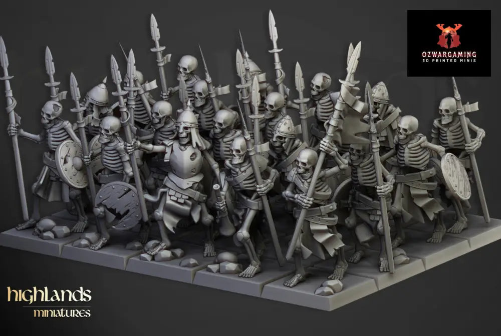 Transilvanya Skeleton Spearmen | Highlands Miniatures 28/32mm Fantasy Wargaming Miniatures Role Playing Miniatures