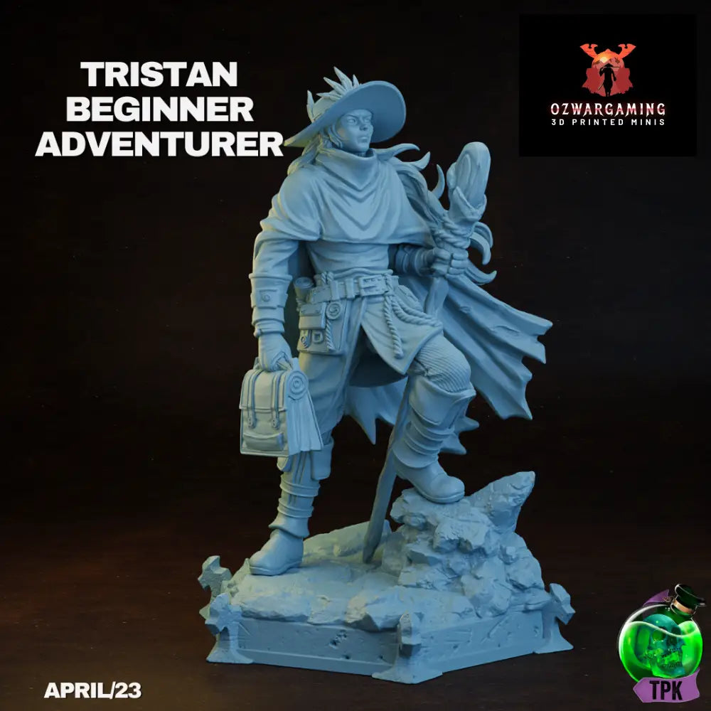Tristan the Adventurer | TPK Lab 32mm Fantasy Tabletop RPG Miniatures Role Playing Miniatures