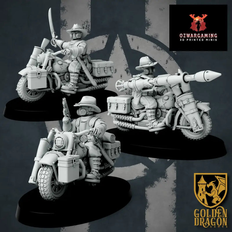 United States of America Cavalry Bikers | Golden Dragon Games Weird WW2 Role Playing Miniatures