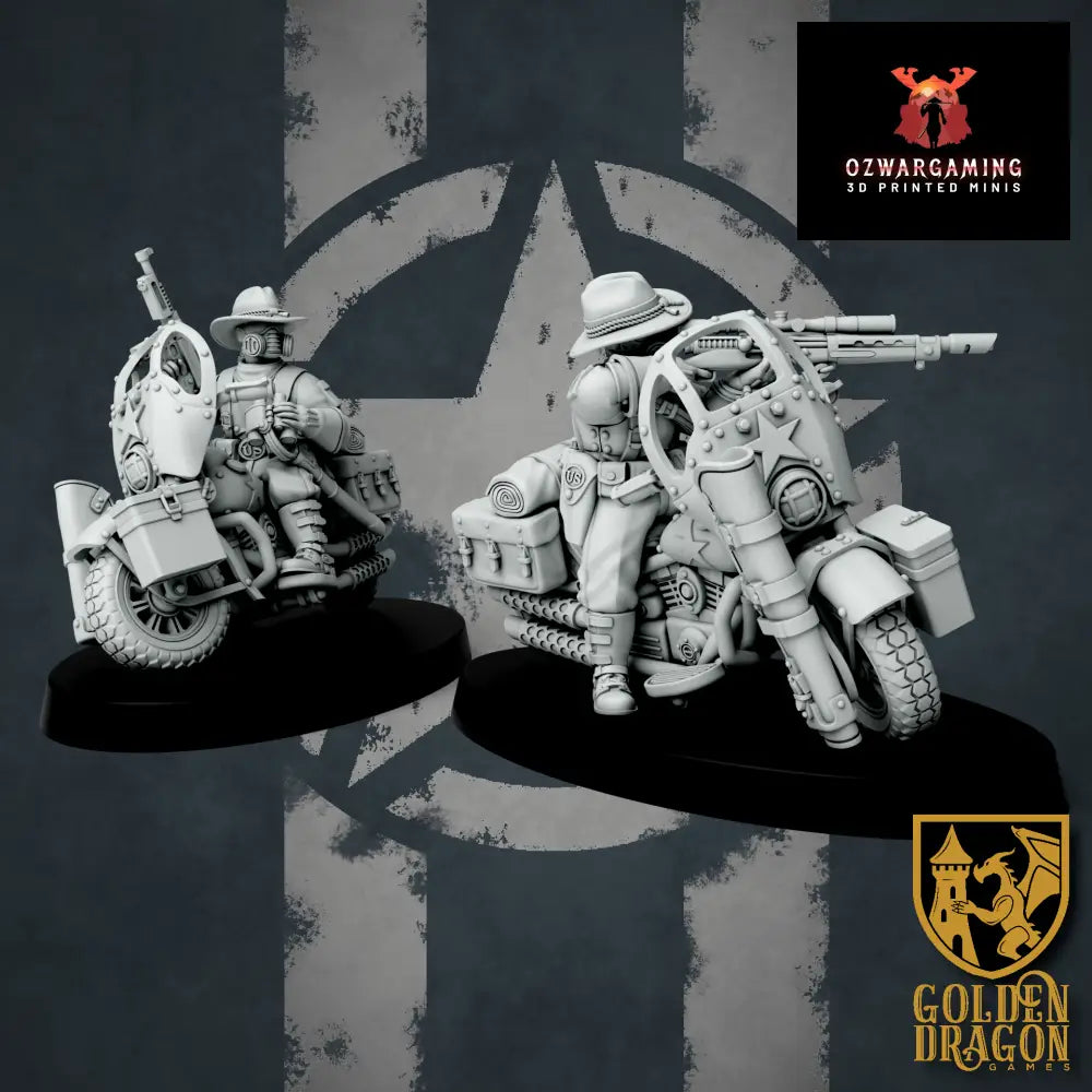 United States of America Cavalry Bikers | Golden Dragon Games Weird WW2 Role Playing Miniatures