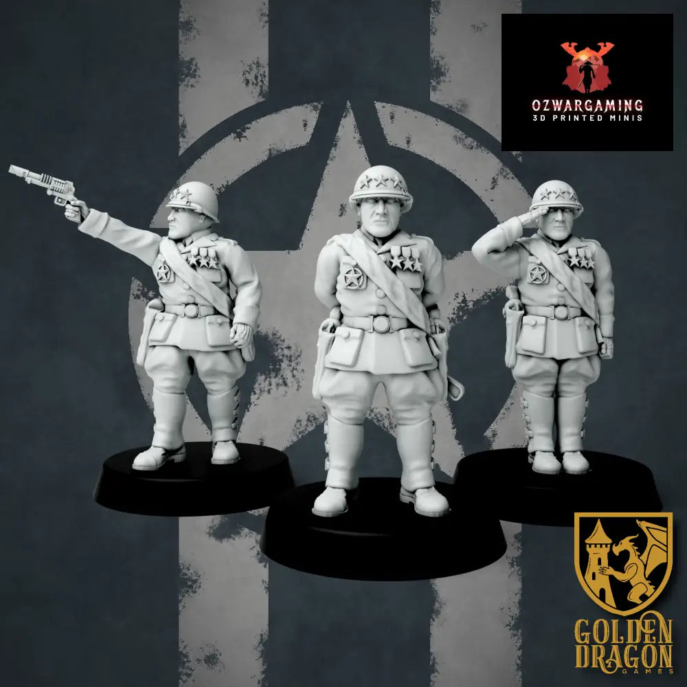 United States of America General George S. Patton | Golden Dragon Games Weird WW2 Role Playing Miniatures