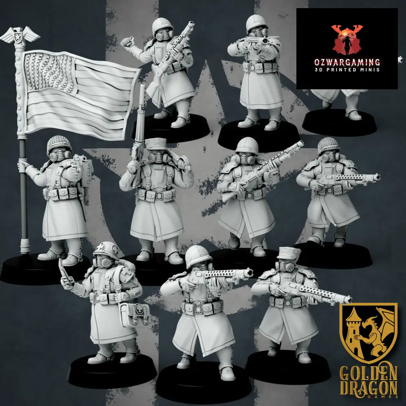United States of America Veteran Infantry and Command | Golden Dragon Games Weird WW2 Role Playing Miniatures