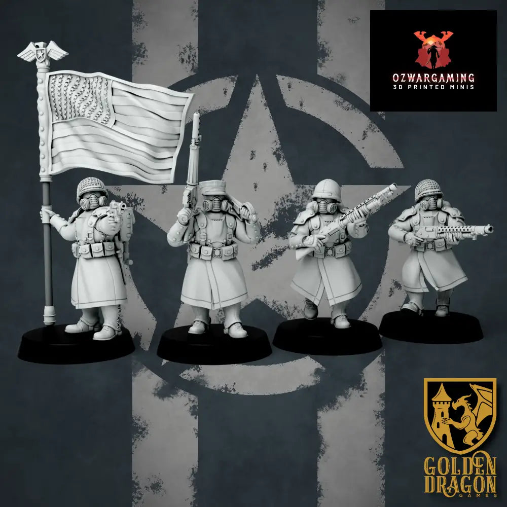 United States of America Veteran Infantry and Command | Golden Dragon Games Weird WW2 Role Playing Miniatures