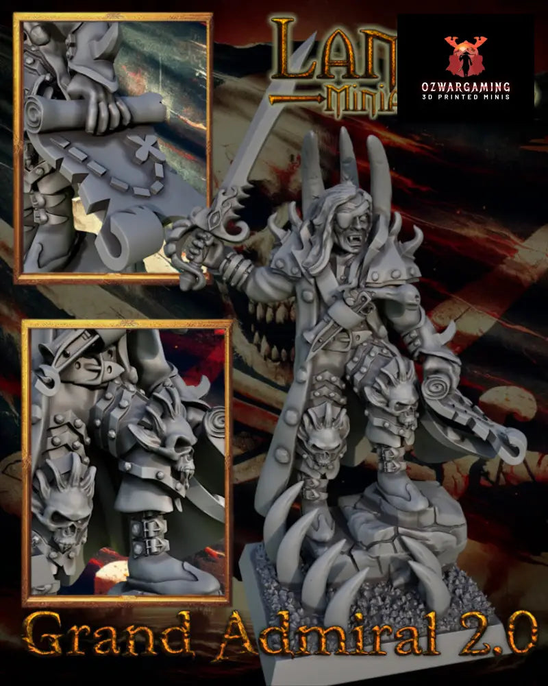 Vampire Grand Admiral 2.0 | Landor Miniatures 28/32mm Fantasy Wargaming Miniatures