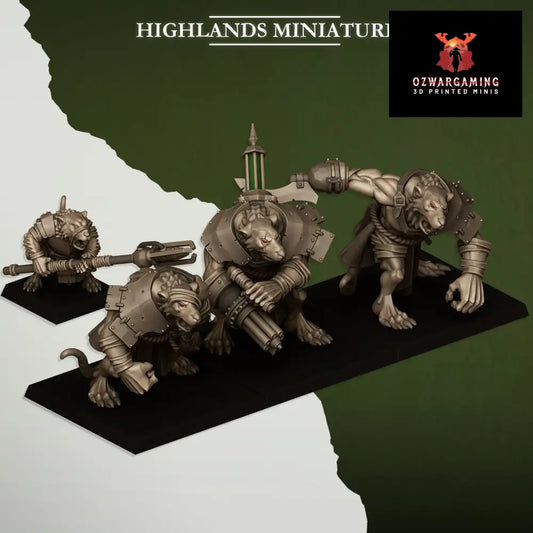 Vermin Rat Ogres and Handler | Highlands Miniatures 28/32mm Fantasy Wargaming Miniatures Role Playing Miniatures