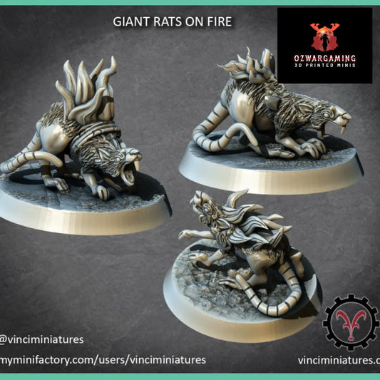 Verminkin Flaming Giant Rats | Vinci Miniatures 28/32mm Fantasy Wargaming Miniatures Role Playing Miniatures