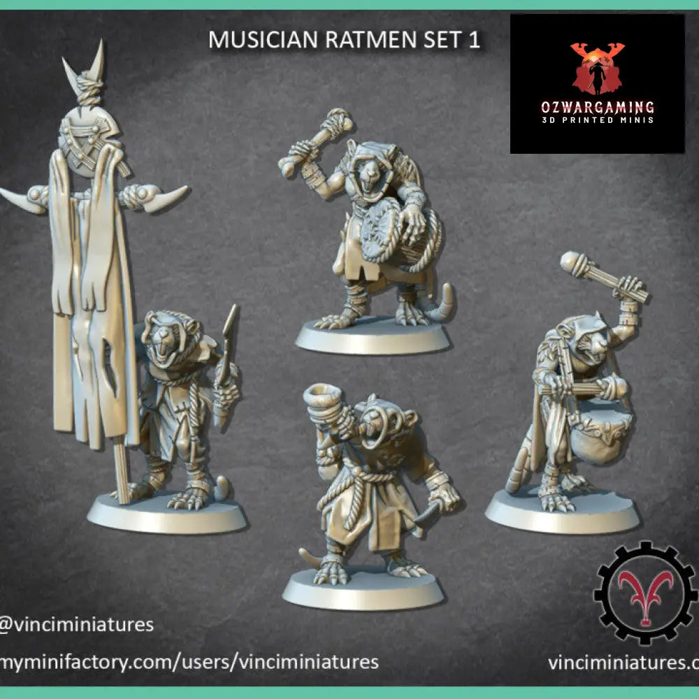 Verminkin Ratmen Command | Vinci Miniatures 28/32mm Fantasy Wargaming Miniatures Role Playing Miniatures
