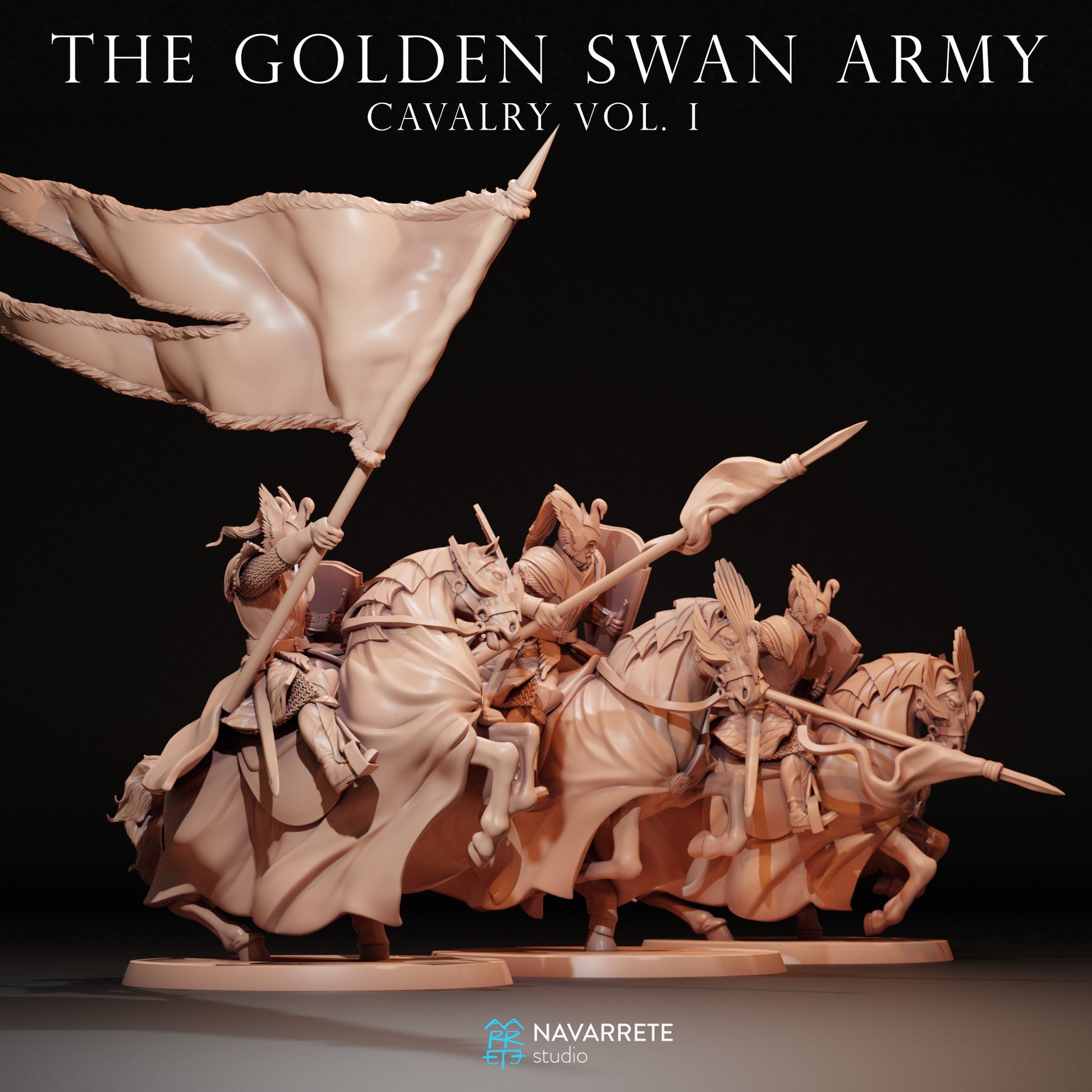 Golden Swan Knight Cavalry | Navarrete Studios 25mm Fantasy Wargaming Miniatures