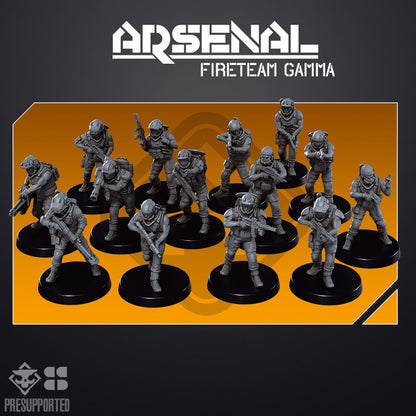 ARSENAL INFANTRY: Fireteam Gamma | Skullforge Studios 32mm Wargaming Miniatures Role Playing Miniatures