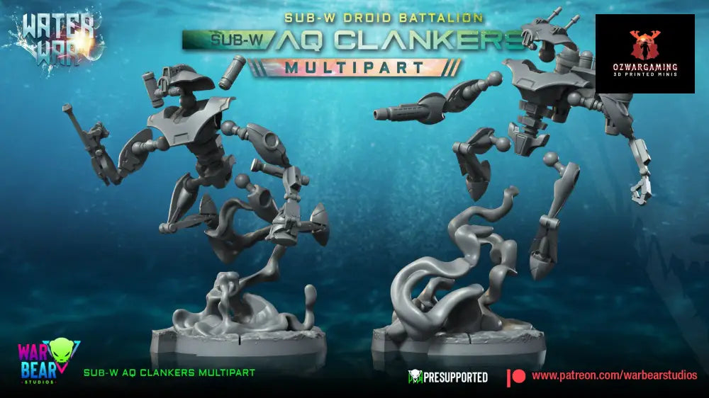 Water War AQ Clankers Build Kit | Warbear Studios 28mm SciFi Wargaming Miniatures Role Playing Miniatures