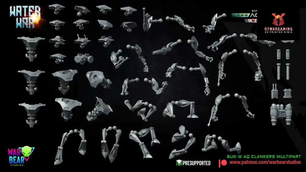 Water War AQ Clankers Build Kit | Warbear Studios 28mm SciFi Wargaming Miniatures Role Playing Miniatures
