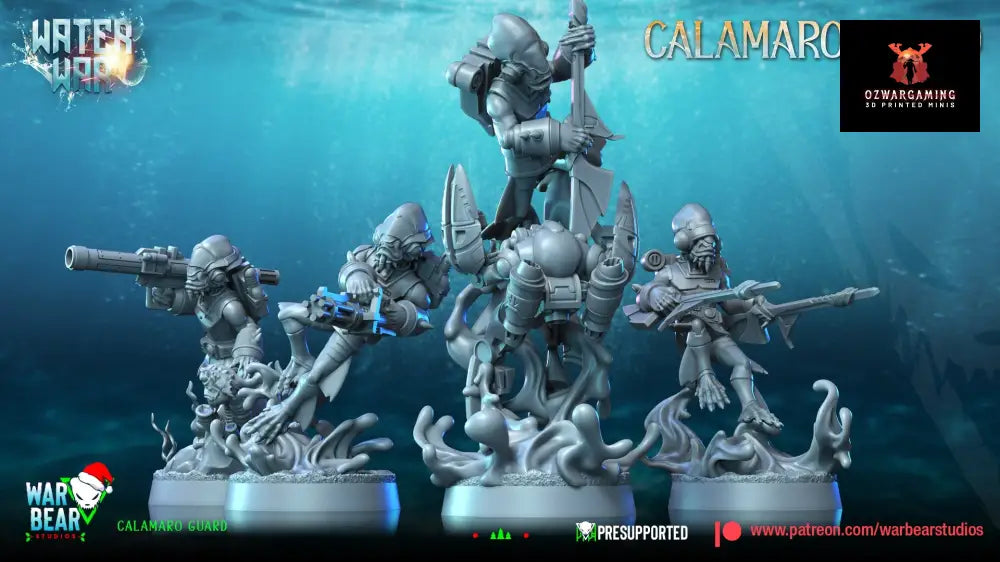 Water War Calamaro Guard Monopose | Warbear Studios 28mm SciFi Wargaming Miniatures Role Playing Miniatures