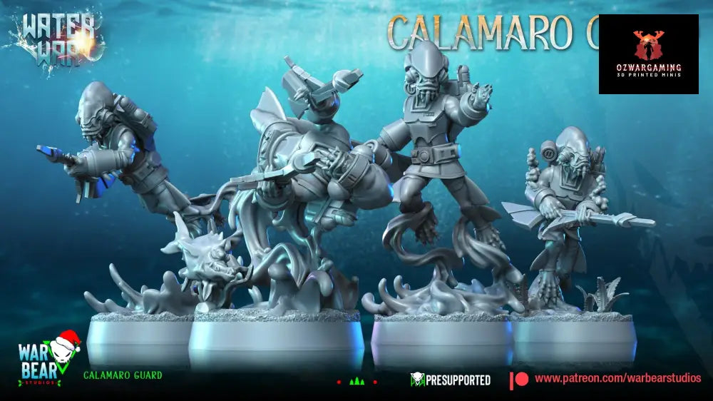 Water War Calamaro Guard Monopose | Warbear Studios 28mm SciFi Wargaming Miniatures Role Playing Miniatures