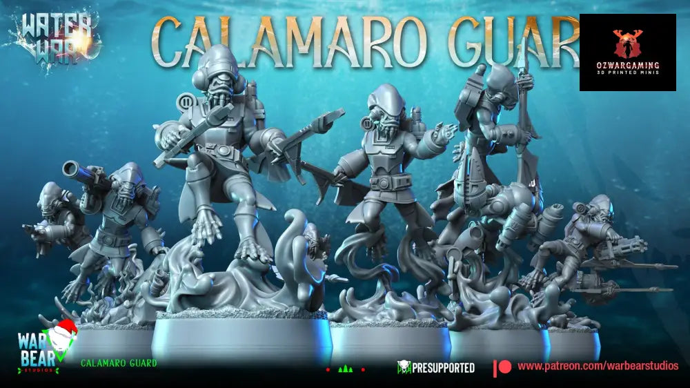 Water War Calamaro Guard Monopose | Warbear Studios 28mm SciFi Wargaming Miniatures Role Playing Miniatures