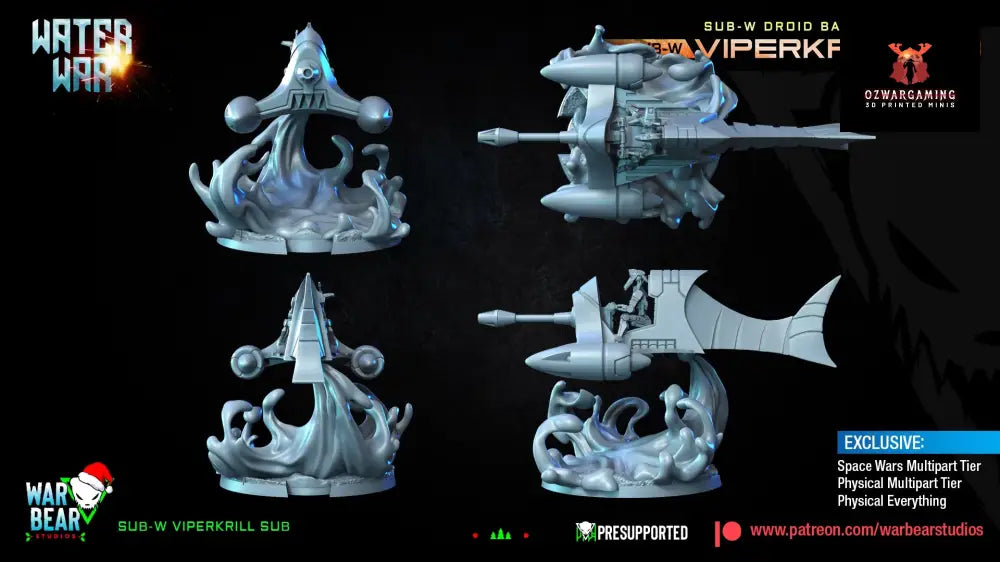 Water War Viperkrill Sub | Warbear Studios 28mm SciFi Wargaming Miniatures Role Playing Miniatures
