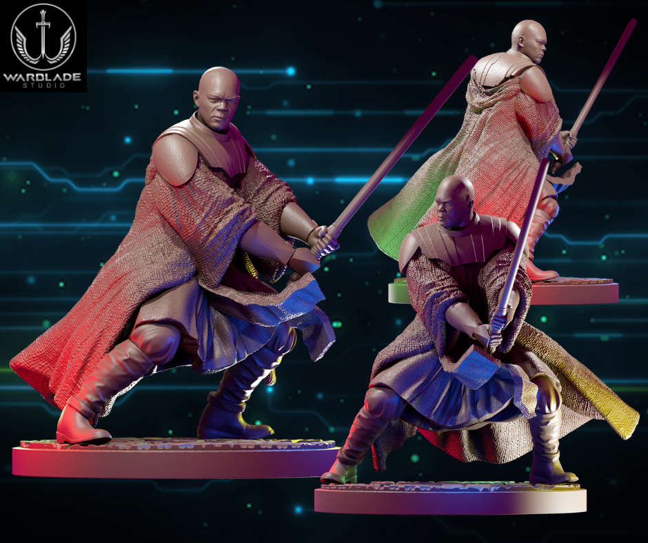 Shatter Scale Mace Windu Clone Wars | Warblade Studios 40mm Miniatures Role Playing Miniatures