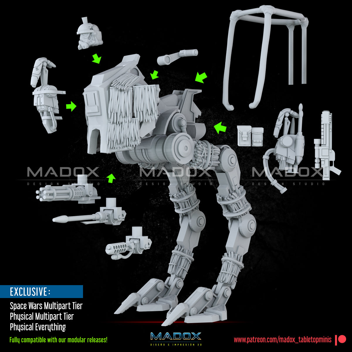 Red Skinned Insurgents Walker | Warbear Studios 28mm SciFi Wargaming Miniatures Role Playing Miniatures