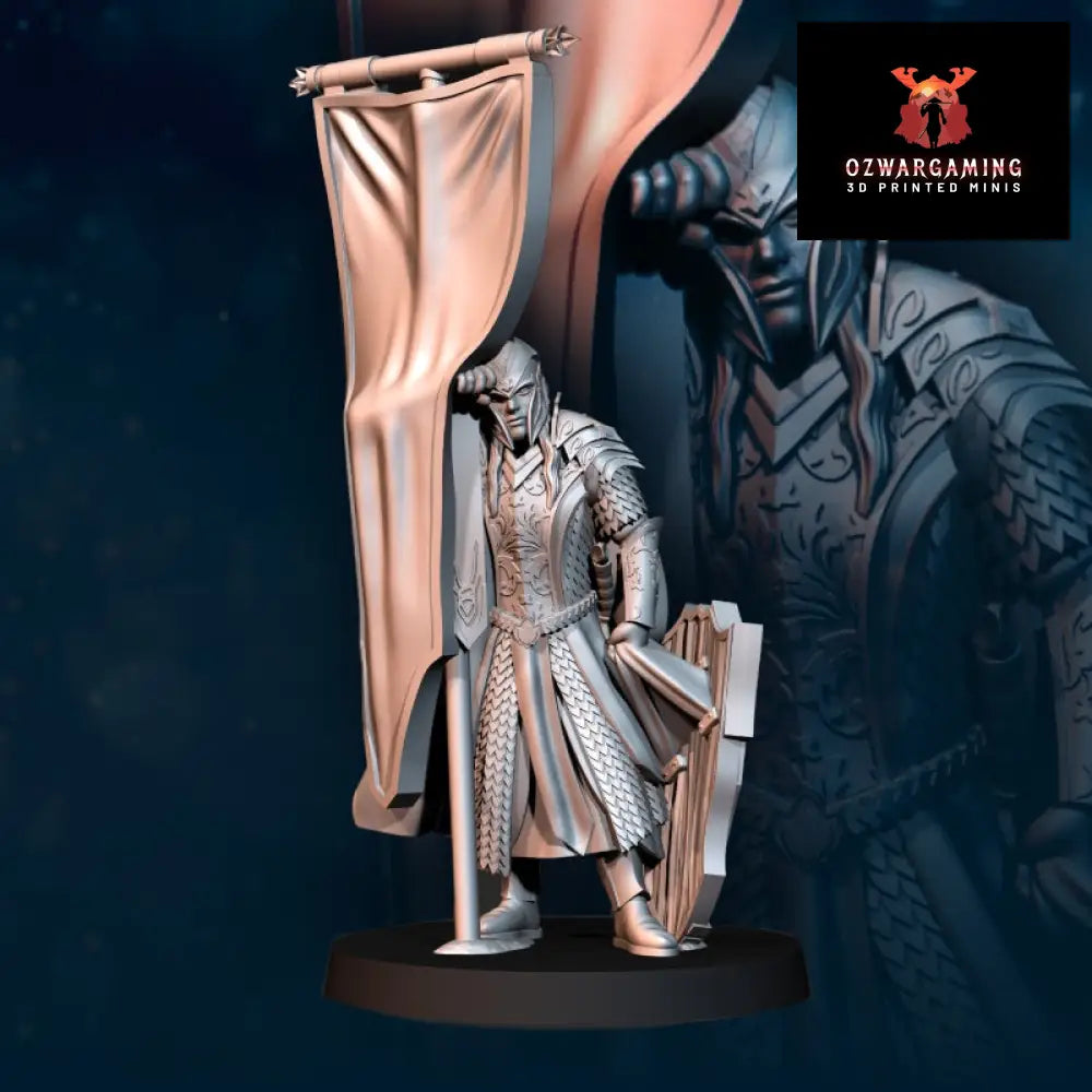 Wood Elf Armored Banner | Davale Games 25mm Fantasy Wargaming Miniatures Role Playing Miniatures