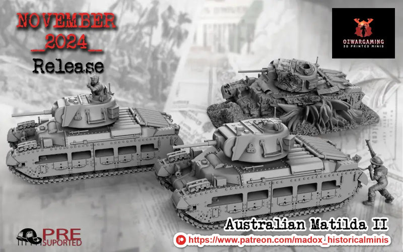 WW2 Australian Matilda II Tank | Battlecat 28mm Historical Wargaming Miniatures Role Playing Miniatures