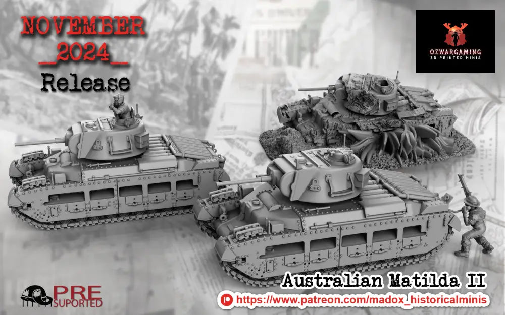 WW2 Australian Matilda II Tank | Battlecat 28mm Historical Wargaming Miniatures Role Playing Miniatures
