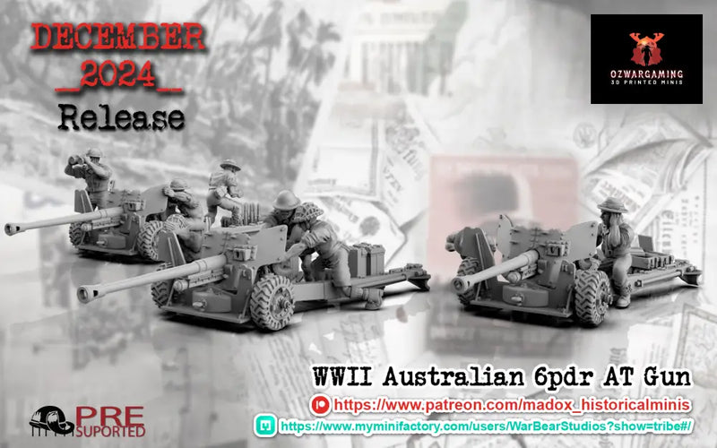 WW2 Australian Pacific 6pdr AT Teams | Battlecat 28mm Historical Wargaming Miniatures Role Playing Miniatures