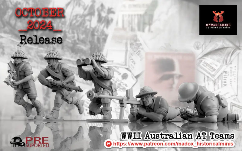 WW2 Australian Pacific AT Teams | Battlecat 28mm Historical Wargaming Miniatures Role Playing Miniatures