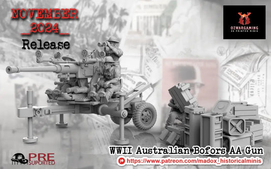 WW2 Australian Pacific Bofors AA Gun | Battlecat 28mm Historical Wargaming Miniatures Role Playing Miniatures