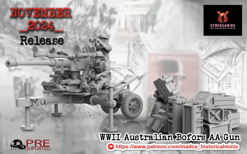 WW2 Australian Pacific Bofors AA Gun | Battlecat 28mm Historical Wargaming Miniatures Role Playing Miniatures