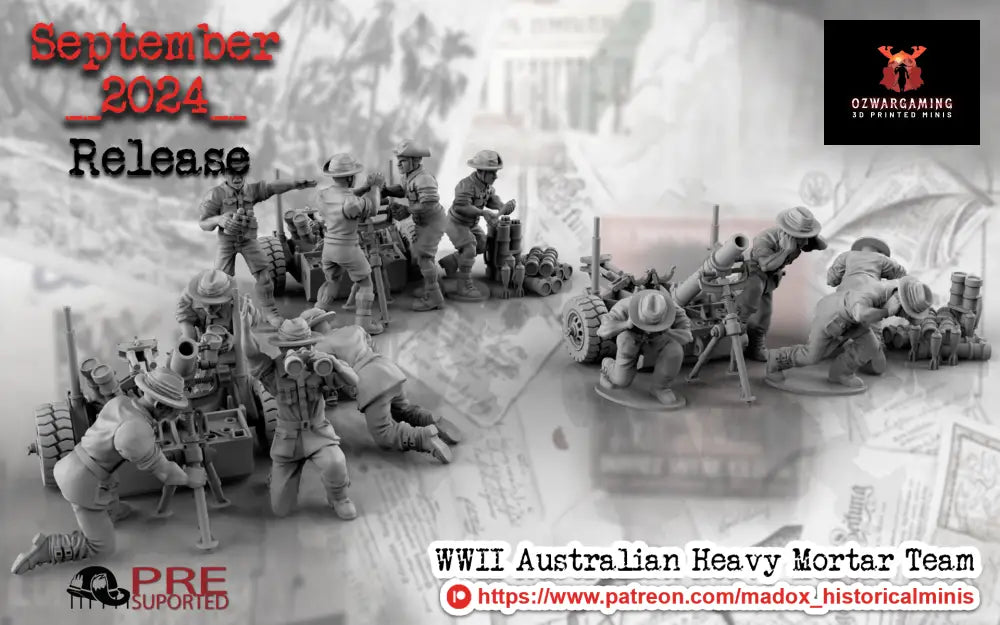 WW2 Australian Pacific Heavy Mortar Teams | Battlecat 28mm Historical Wargaming Miniatures Role Playing Miniatures