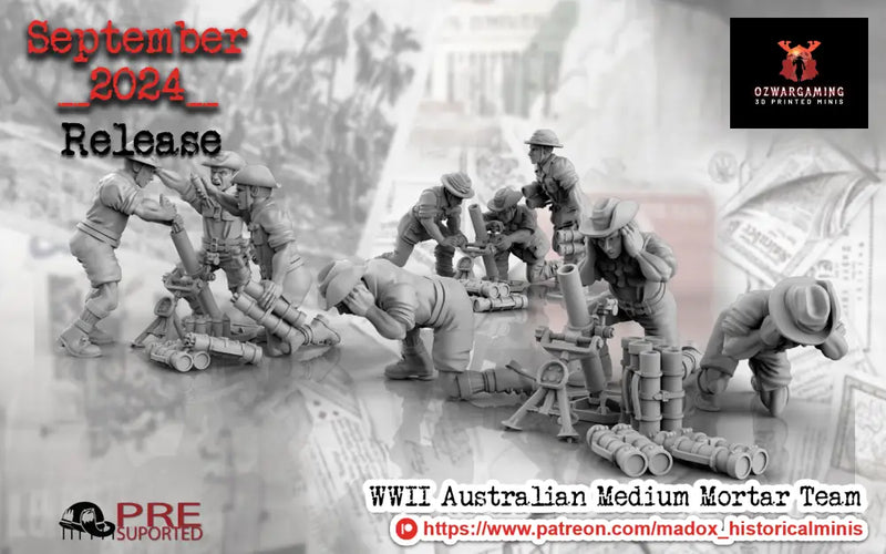 WW2 Australian Pacific Medium Mortar Teams | Battlecat 28mm Historical Wargaming Miniatures Role Playing Miniatures
