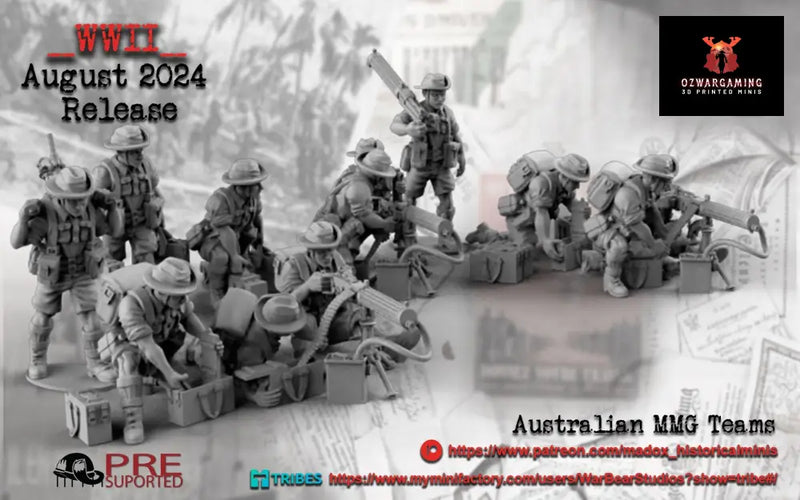 WW2 Australian Pacific MMG Teams | Battlecat 28mm Historical Wargaming Miniatures Role Playing Miniatures