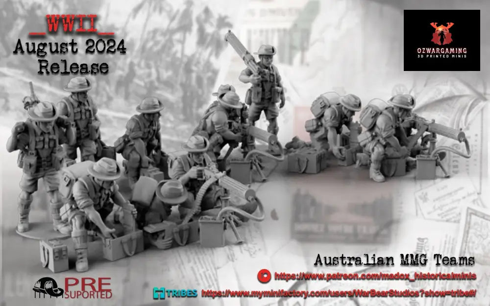 WW2 Australian Pacific MMG Teams | Battlecat 28mm Historical Wargaming Miniatures Role Playing Miniatures