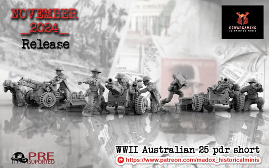WW2 Australian Pacific Short 25pdr Artillery | Battlecat 28mm Historical Wargaming Miniatures Role Playing Miniatures