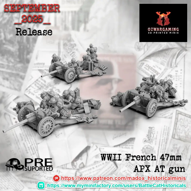 WW2 French 47mm APX Gun Teams | Battlecat 28mm Historical Wargaming Miniatures Role Playing Miniatures
