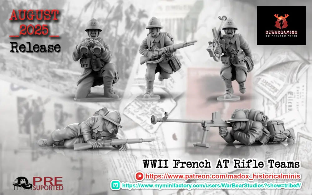 WW2 French AT Rifle Teams | Battlecat 28mm Historical Wargaming Miniatures Role Playing Miniatures