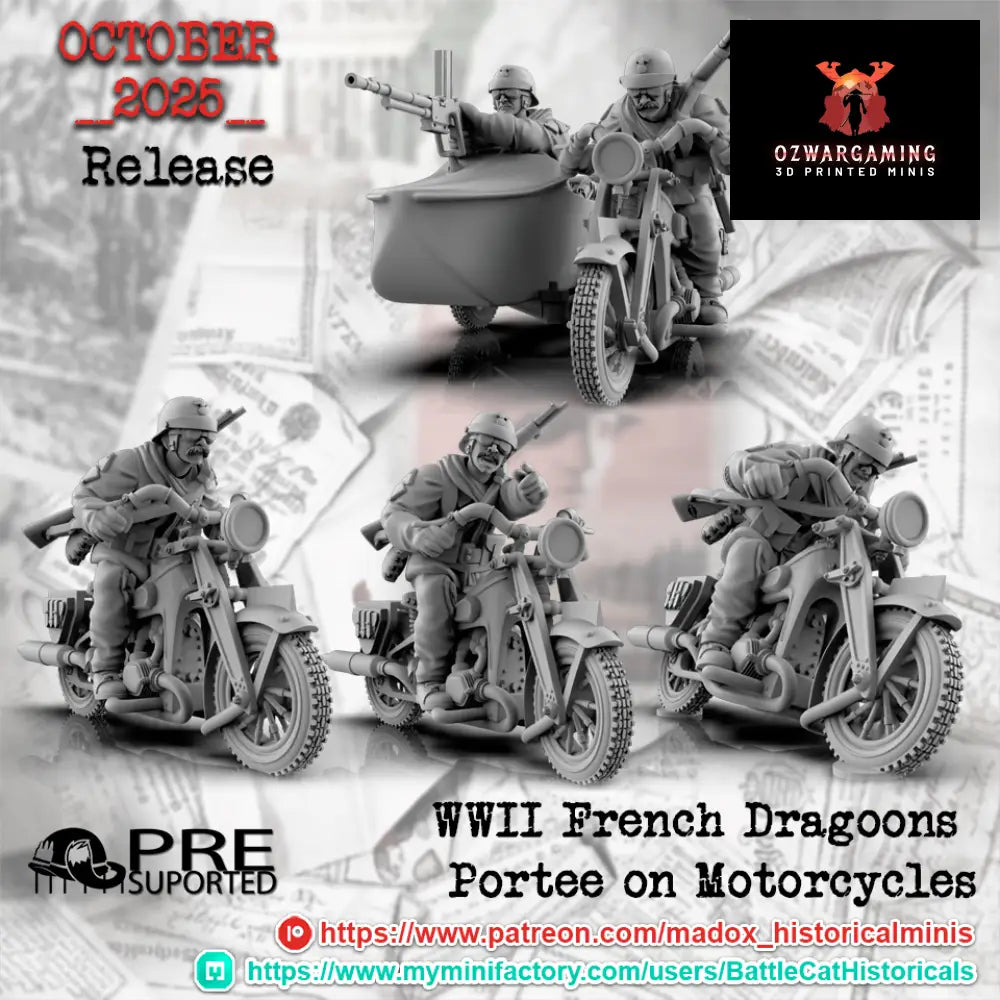WW2 French Dragoons Portee | Battlecat 28mm Historical Wargaming Miniatures Role Playing Miniatures