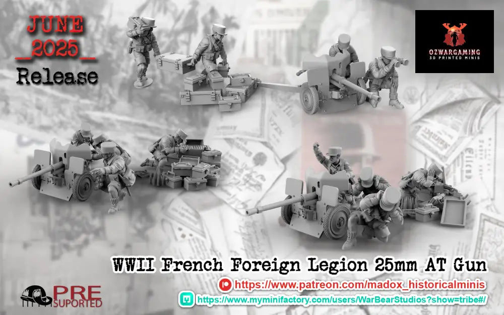 WW2 French Foreign Legion 25mm AT Gun Teams | Battlecat 28mm Historical Wargaming Miniatures Role Playing Miniatures