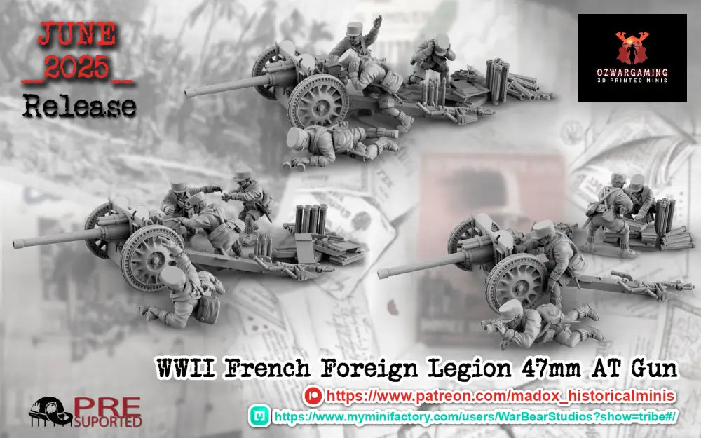 WW2 French Foreign Legion 47mm AT Gun Teams | Battlecat 28mm Historical Wargaming Miniatures Role Playing Miniatures