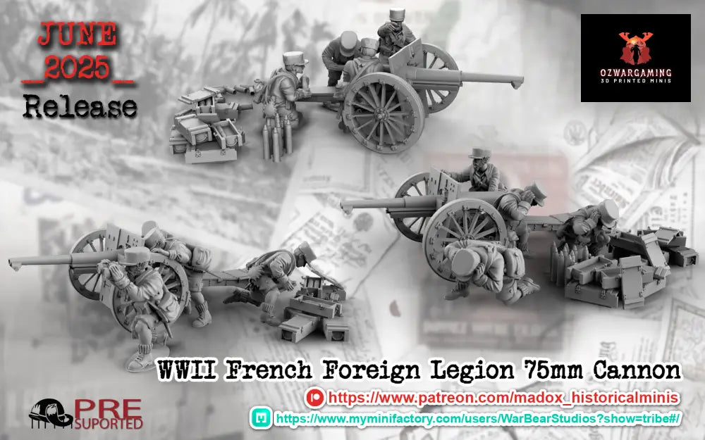 WW2 French Foreign Legion 75mm AT Gun Teams | Battlecat 28mm Historical Wargaming Miniatures Role Playing Miniatures