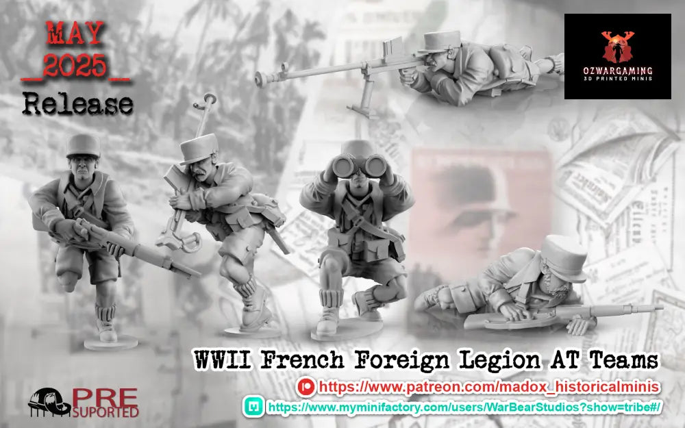 WW2 French Foreign Legion AT Rifle Teams | Battlecat 28mm Historical Wargaming Miniatures Role Playing Miniatures