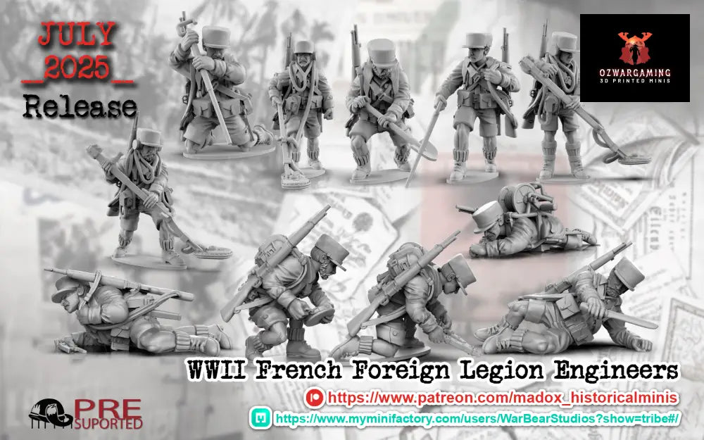 WW2 French Foreign Legion Engineers | Battlecat 28mm Historical Wargaming Miniatures Role Playing Miniatures