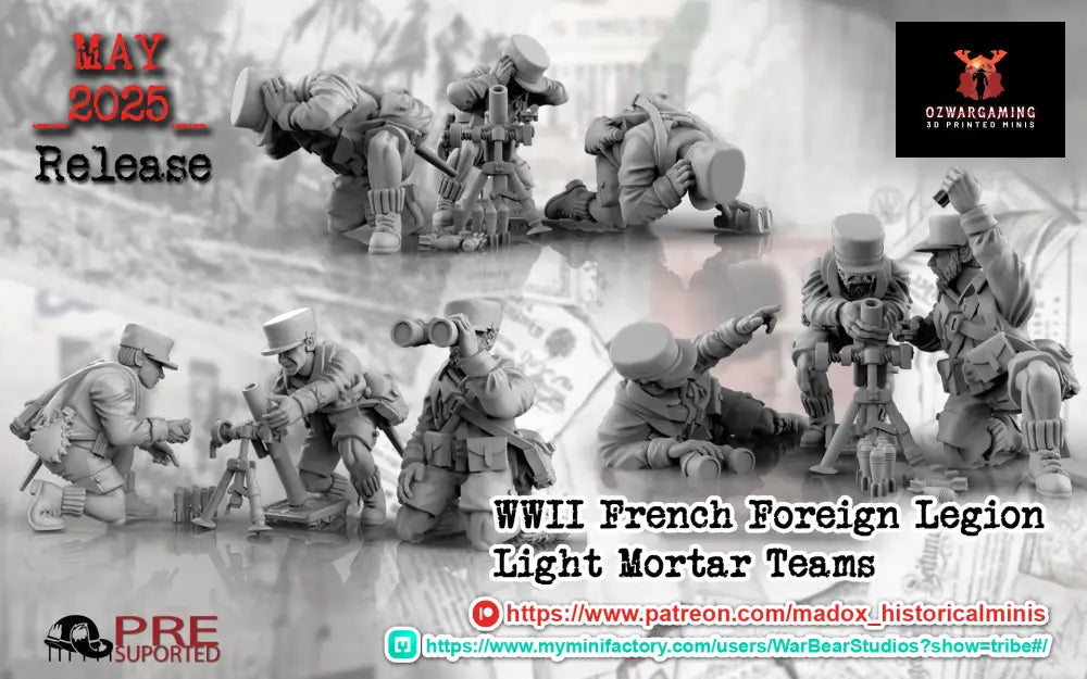 WW2 French Foreign Legion Light Mortar Teams | Battlecat 28mm Historical Wargaming Miniatures Role Playing Miniatures