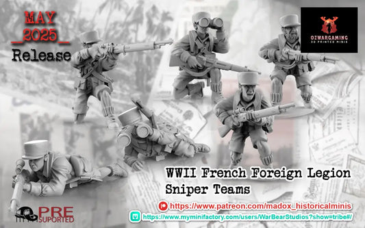WW2 French Foreign Legion Sniper Teams | Battlecat 28mm Historical Wargaming Miniatures Role Playing Miniatures