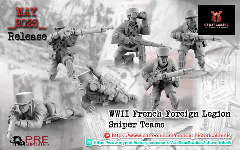 WW2 French Foreign Legion Sniper Teams | Battlecat 28mm Historical Wargaming Miniatures Role Playing Miniatures