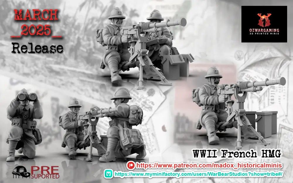 WW2 French HMG Teams | Battlecat 28mm Historical Wargaming Miniatures Role Playing Miniatures