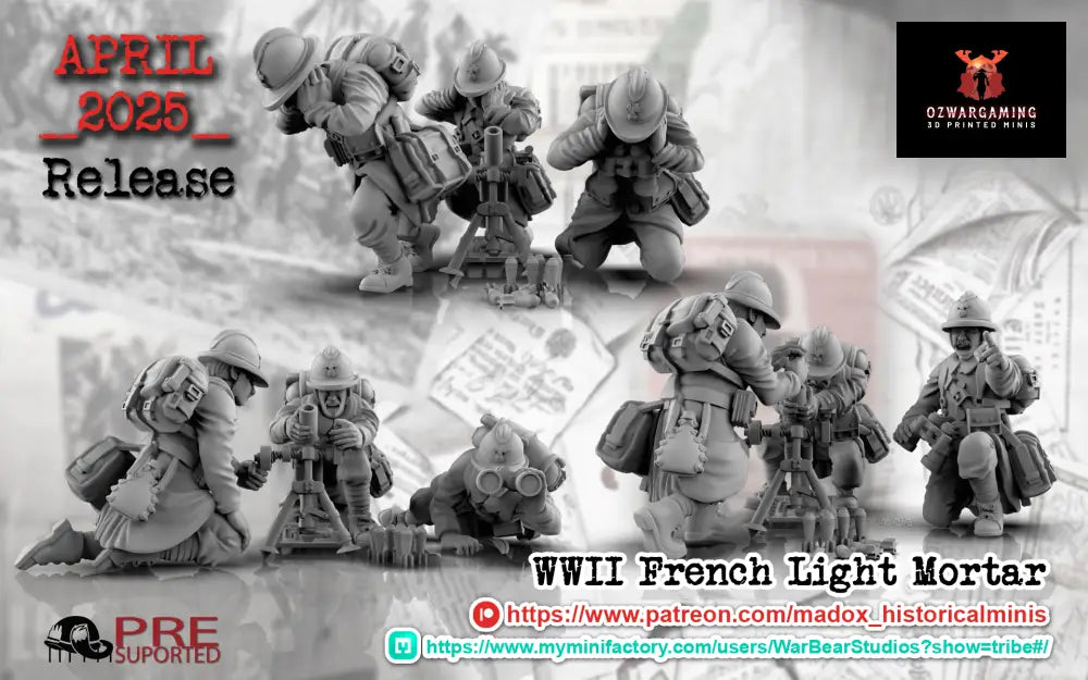 WW2 French Light Mortar Teams | Battlecat 28mm Historical Wargaming Miniatures Role Playing Miniatures