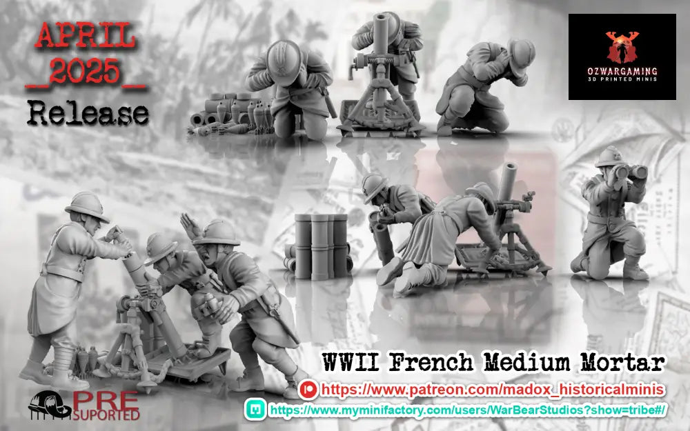 WW2 French Medium Mortar Teams | Battlecat 28mm Historical Wargaming Miniatures Role Playing Miniatures